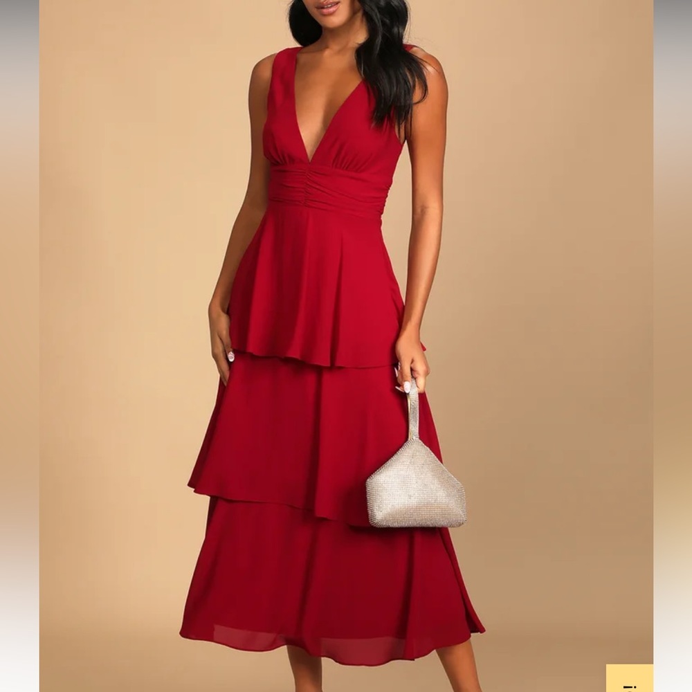 Lulus Red Sleeveless Tiered Mini Dress NWT
